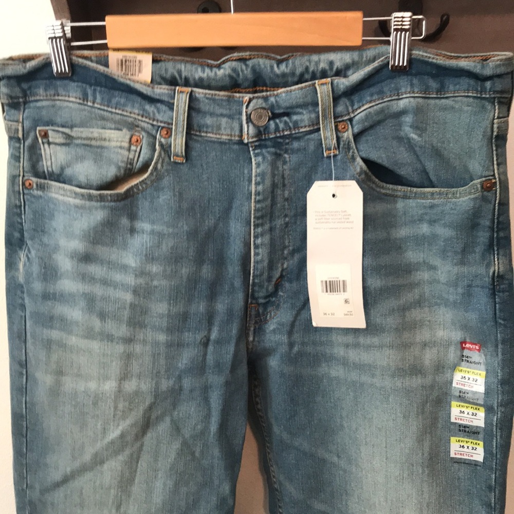 Levi’s 514 jeans zipper blue, stretch, below waist, reg fit thru thigh W… - Picture 5 of 9